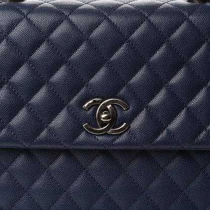 Chanel Caviar Lizard Quilted Medium Coco Handle Flap Navy 12 of 12