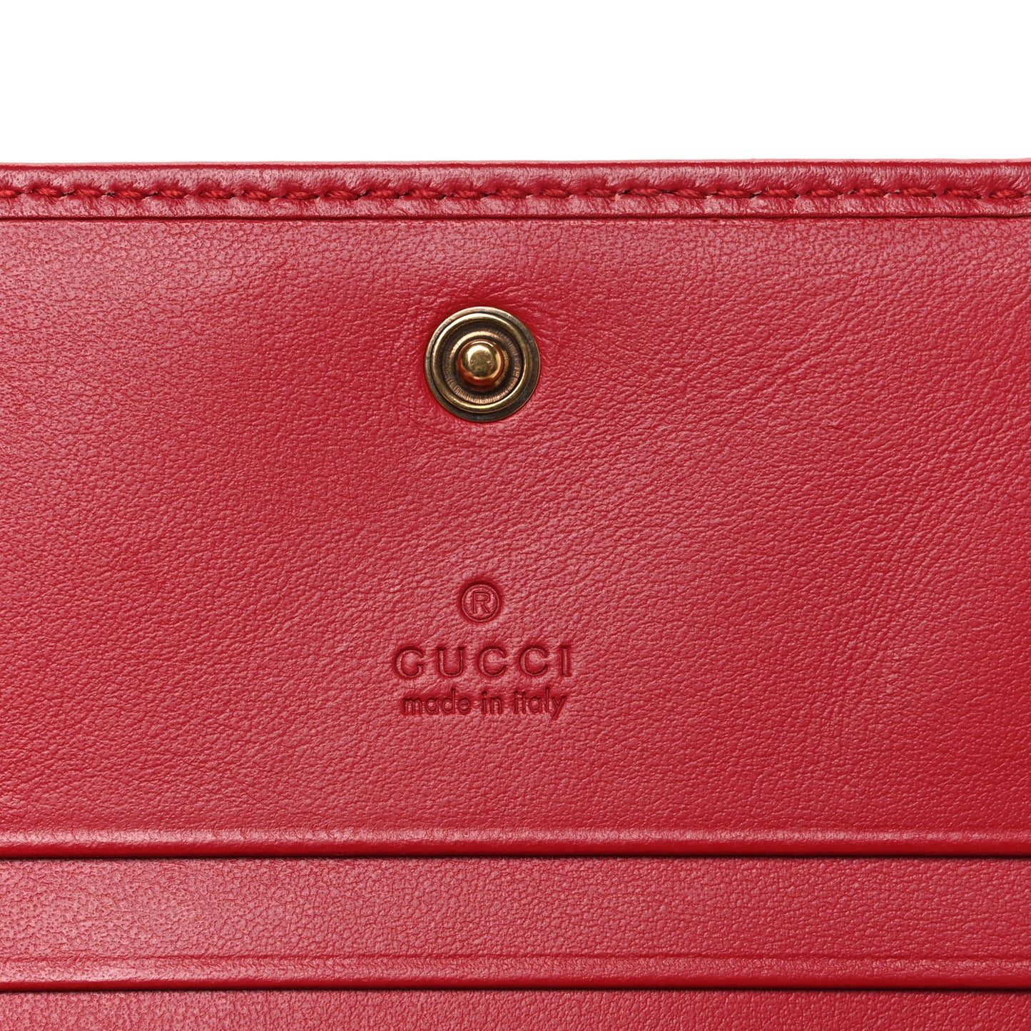 Calfskin Matelasse GG Marmont Card Case Wallet Hibiscus Red