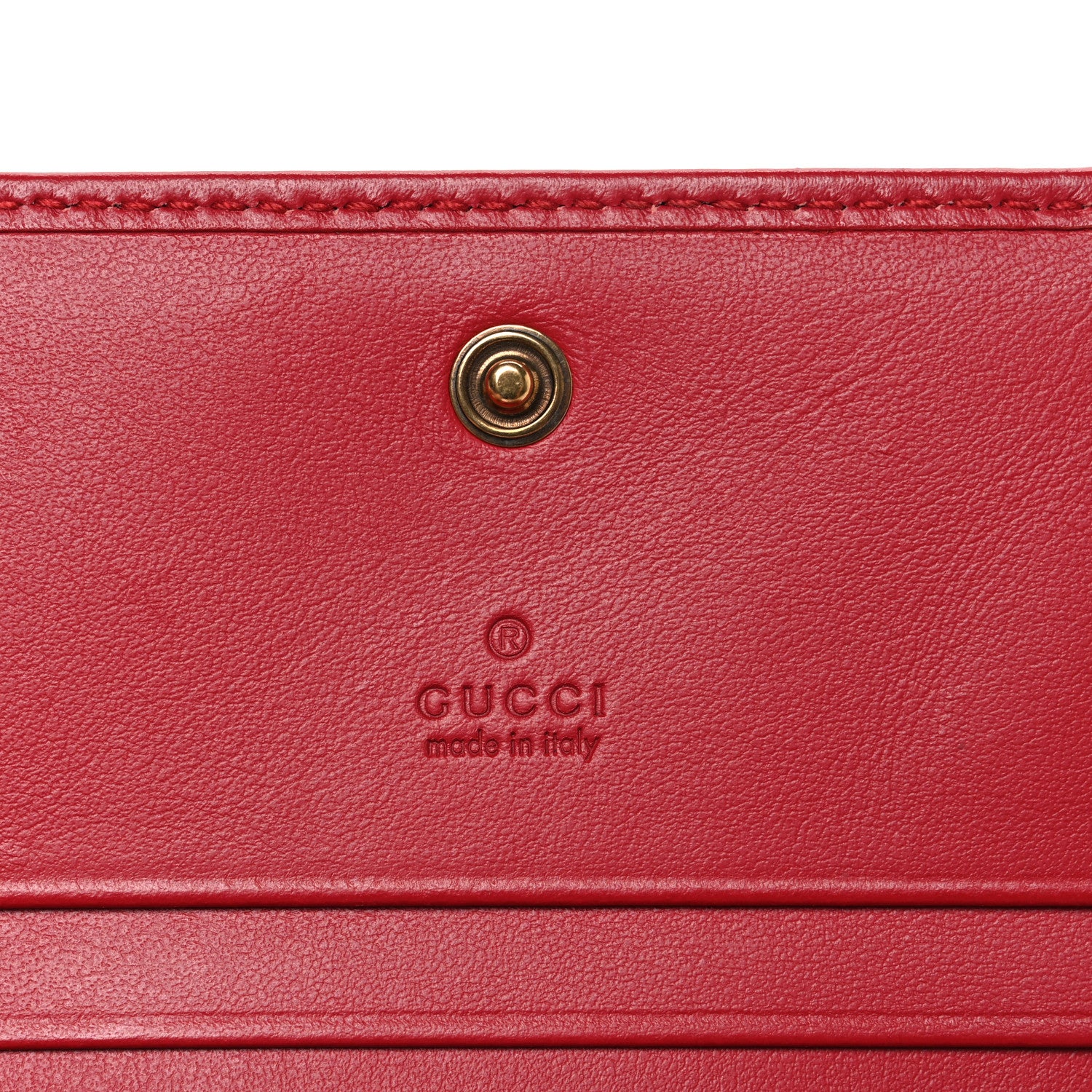Gucci Calfskin Matelasse GG Marmont Card Case Wallet Hibiscus Red 6 of 7