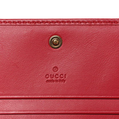 Gucci Calfskin Matelasse GG Marmont Card Case Wallet Hibiscus Red 6 of 7