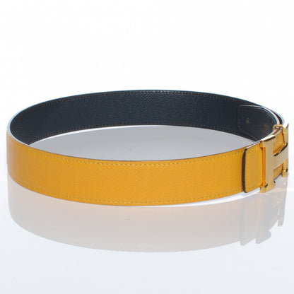 Hermes Courchevel Reversible Constance 32mm H Belt Jaune and Indigo 70 3 of 6