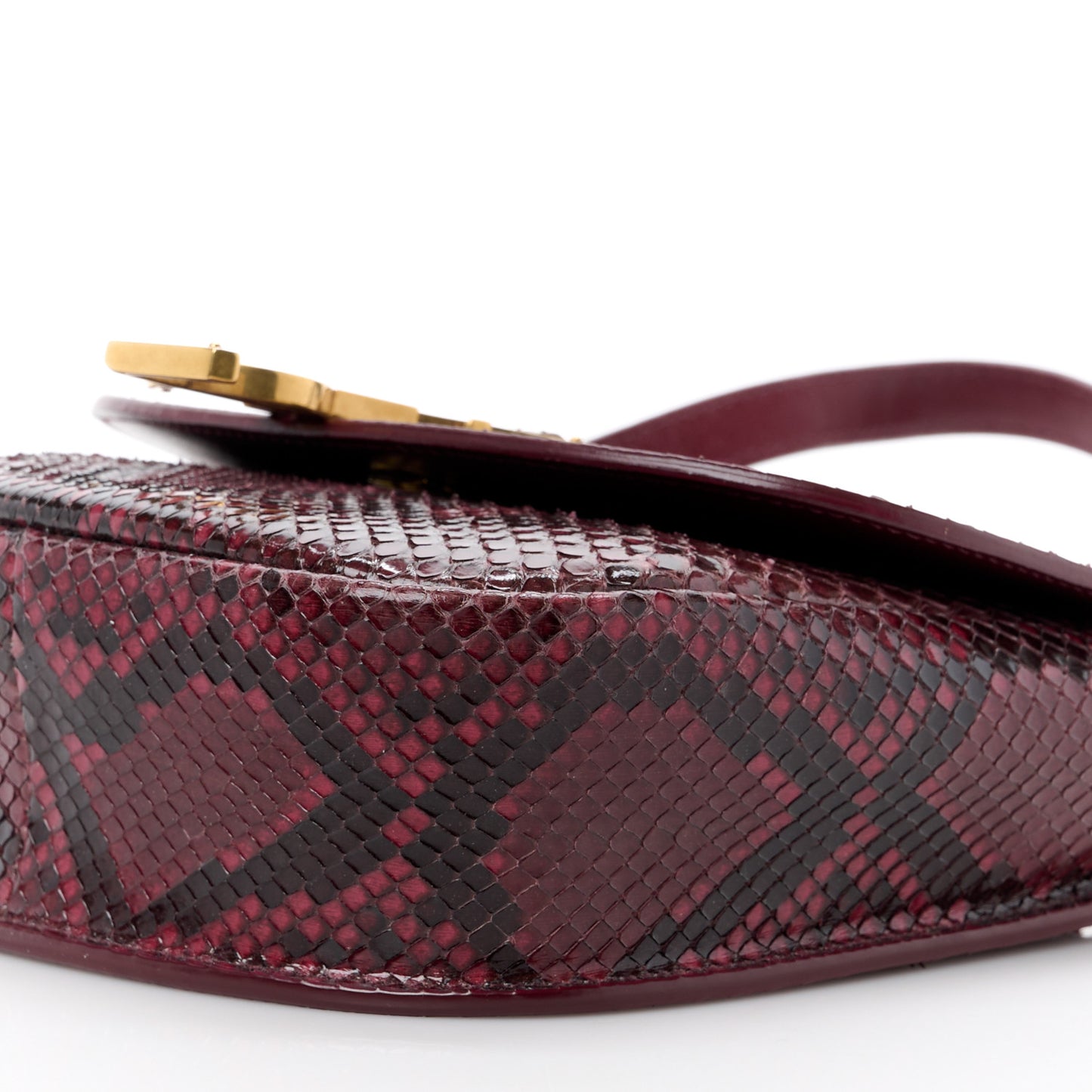 SAINT LAURENT Snakeskin Small Kaia Satchel Burgundy