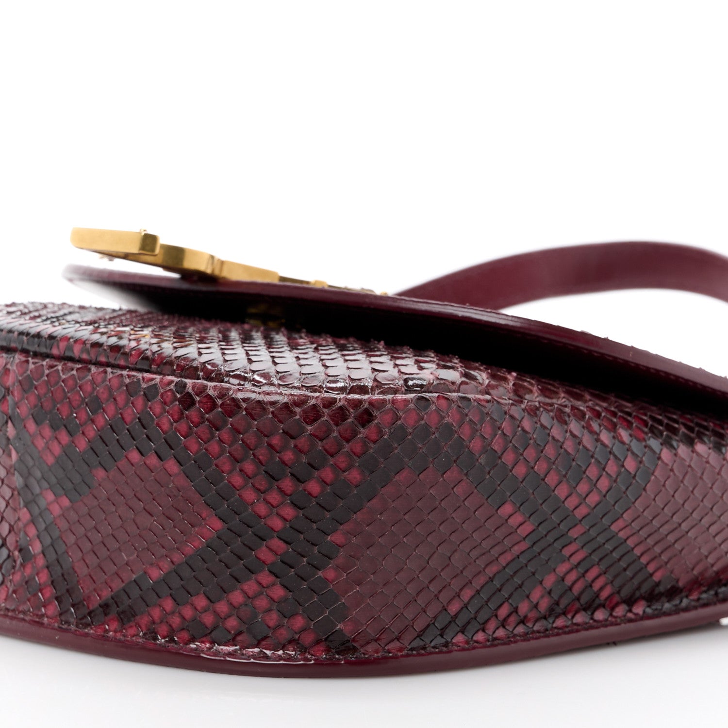 Saint Laurent SAINT LAURENT Snakeskin Small Kaia Satchel Burgundy 9 of 12