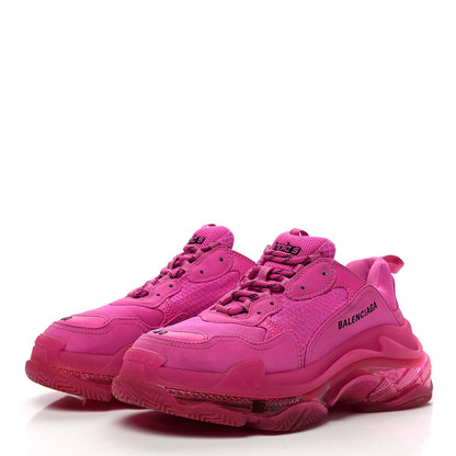 Balenciaga Fabric Mesh Clear Sole Fluo Womens Triple S Sneakers 40 Pink 3 of 11