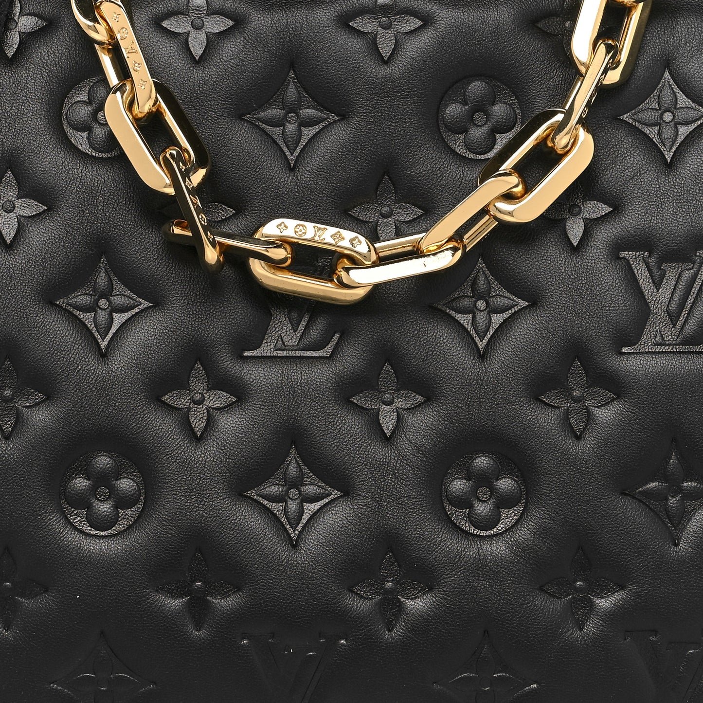 Lambskin Embossed Monogram Coussin PM Black