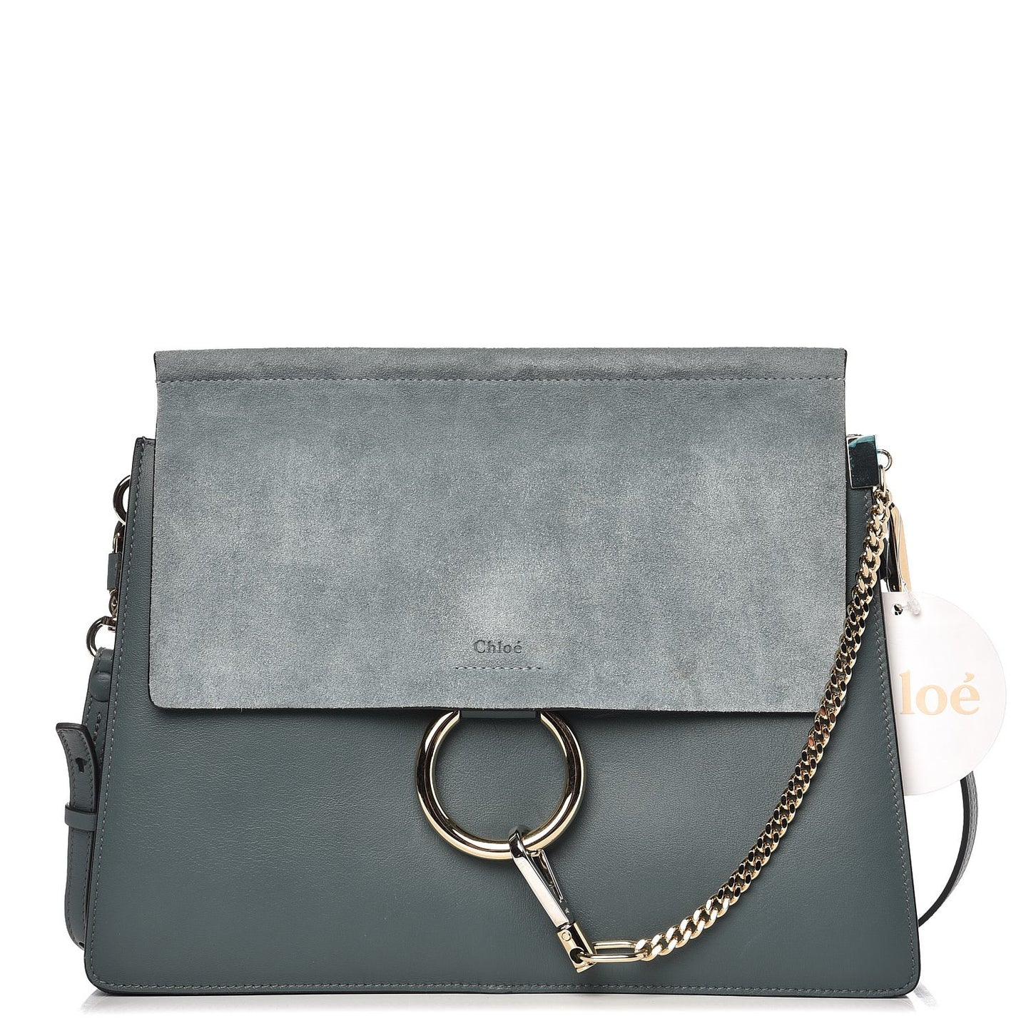 Suede Calfskin Medium Faye Shoulder Bag Cloudy Blue