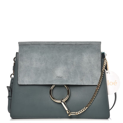 Chloe Suede Calfskin Medium Faye Shoulder Bag Cloudy Blue 1 of 8