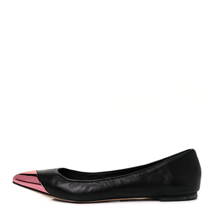 Christian Dior Calfskin Pointed Toe Flats 38.5 Black Pink 1 of 9