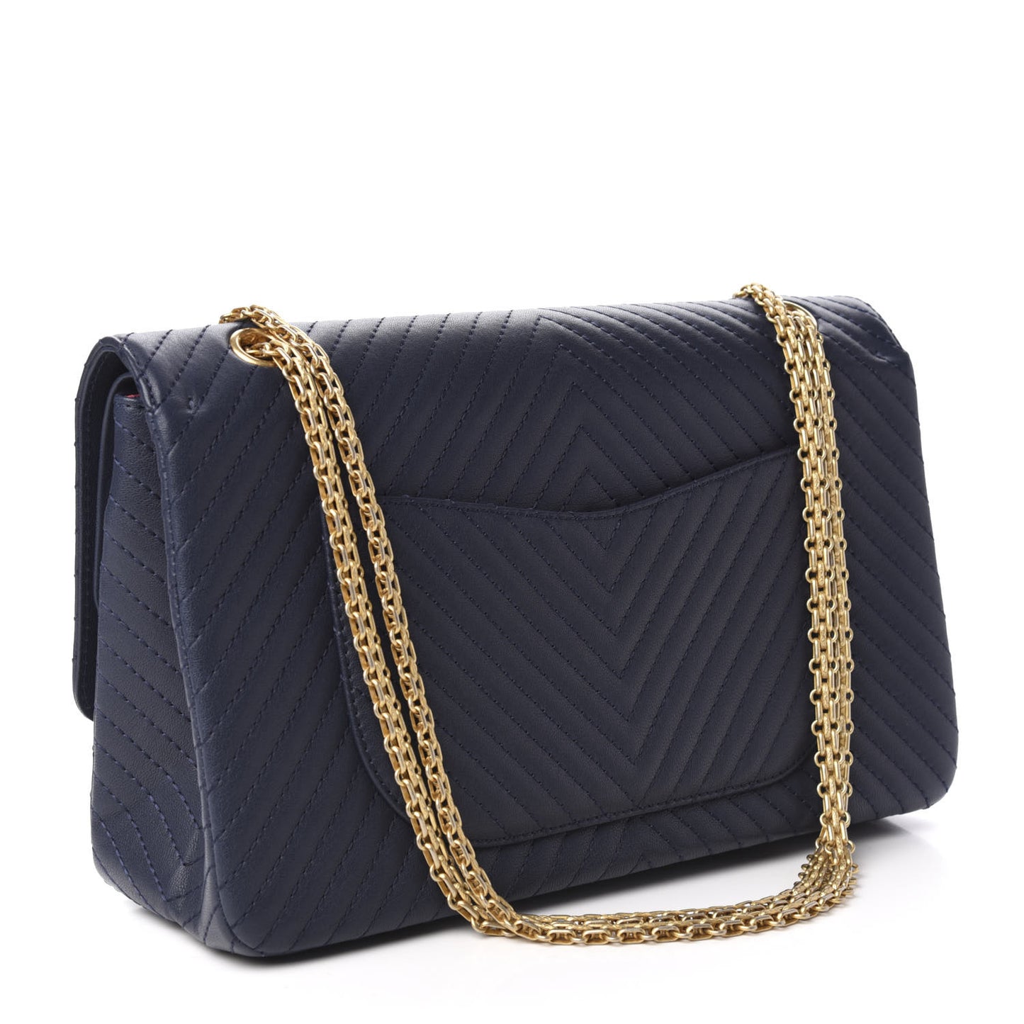Sheepskin Chevron Quilted 2.55 Reissue 227 Flap Navy Blue