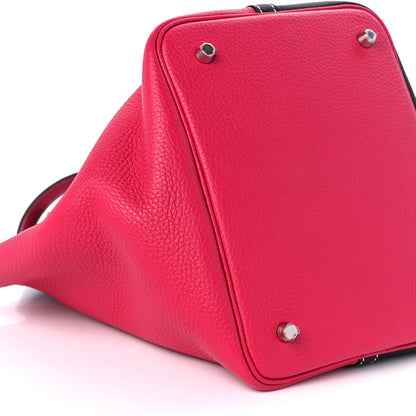 Hermes Taurillon Clemence Casaque Picotin Lock 22 MM Rouge Sellier Framboise 8 of 9