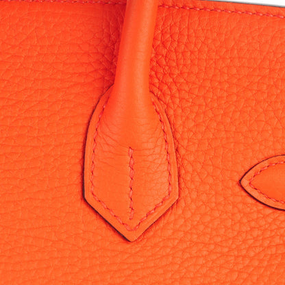 Hermes Taurillon Clemence Birkin 30 Orange Poppy 27 of 27