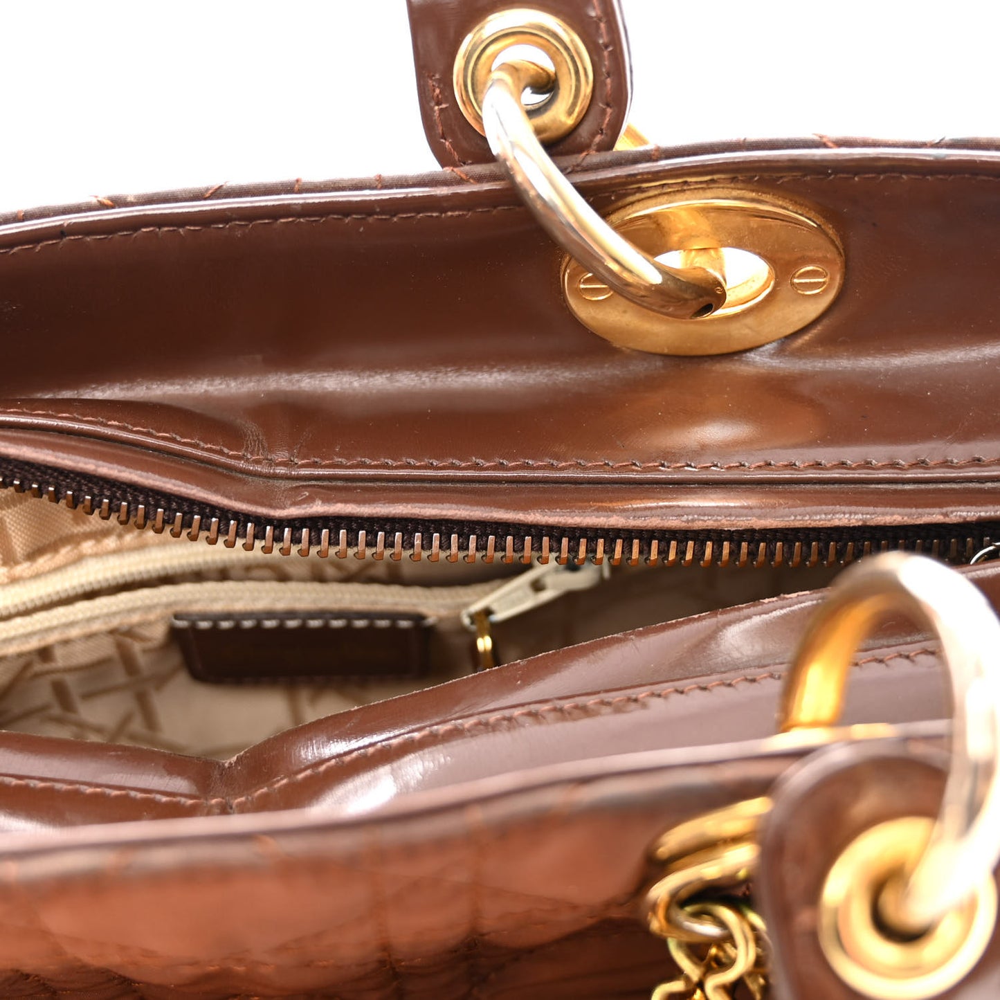 Nylon Cannage Medium Lady Dior Brown