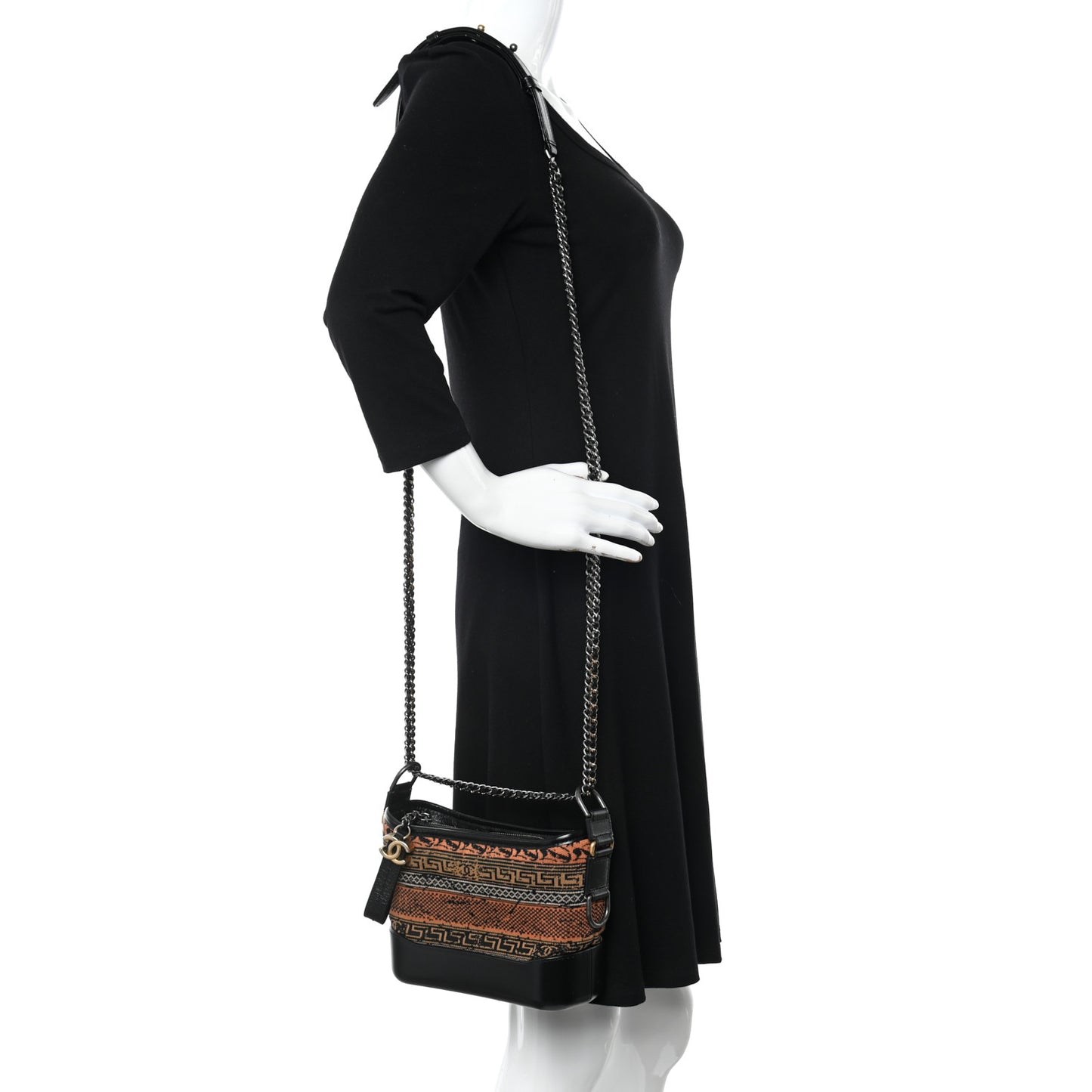 Knit Calfskin Small Gabrielle Hobo Black Multicolor