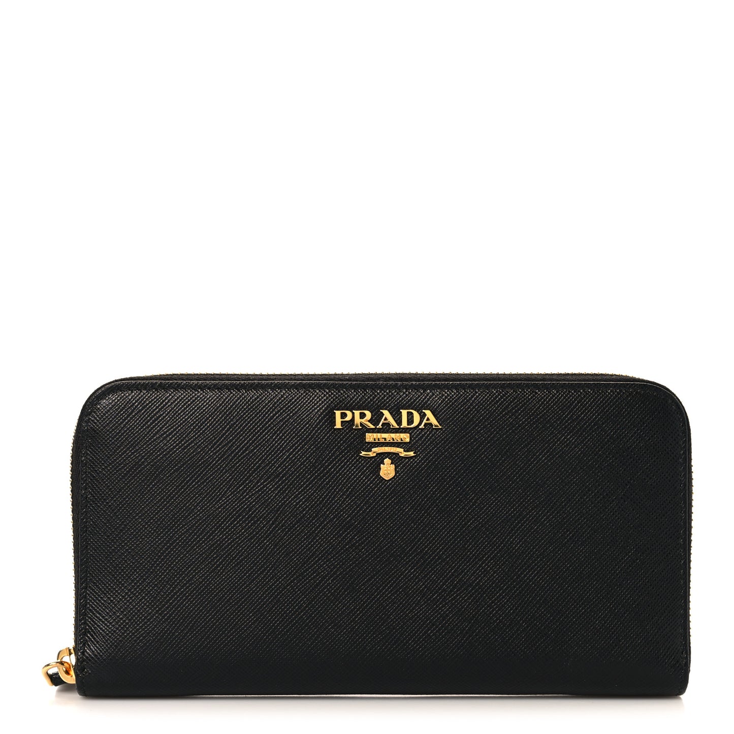 Saffiano Metal Zip Around Wallet Black