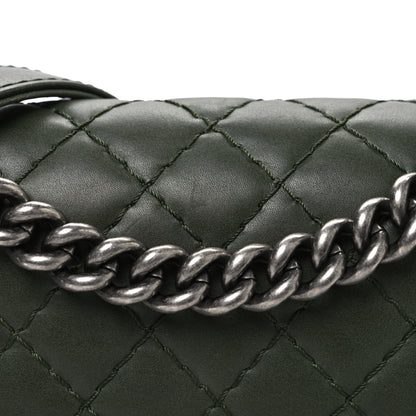 Chanel Calfskin Quilted Double Stitch Medium Boy Flap Green 8 of 12