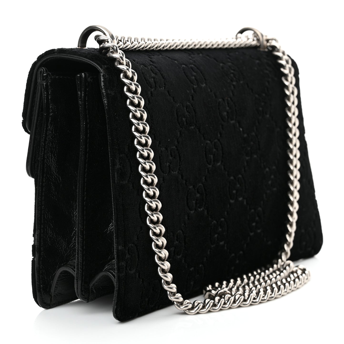 Velvet GG Monogram Small Dionysus Shoulder Bag Black