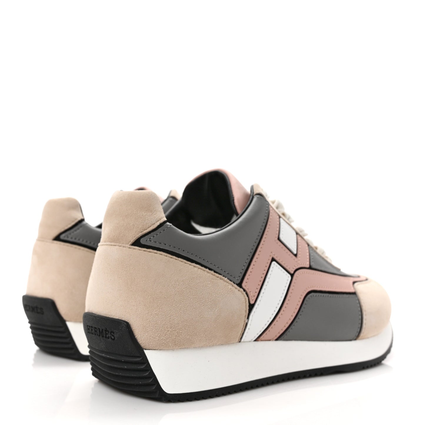 Calfskin Suede Goatskin Womens Chris Sneakers 37.5 Gris D'Hiver