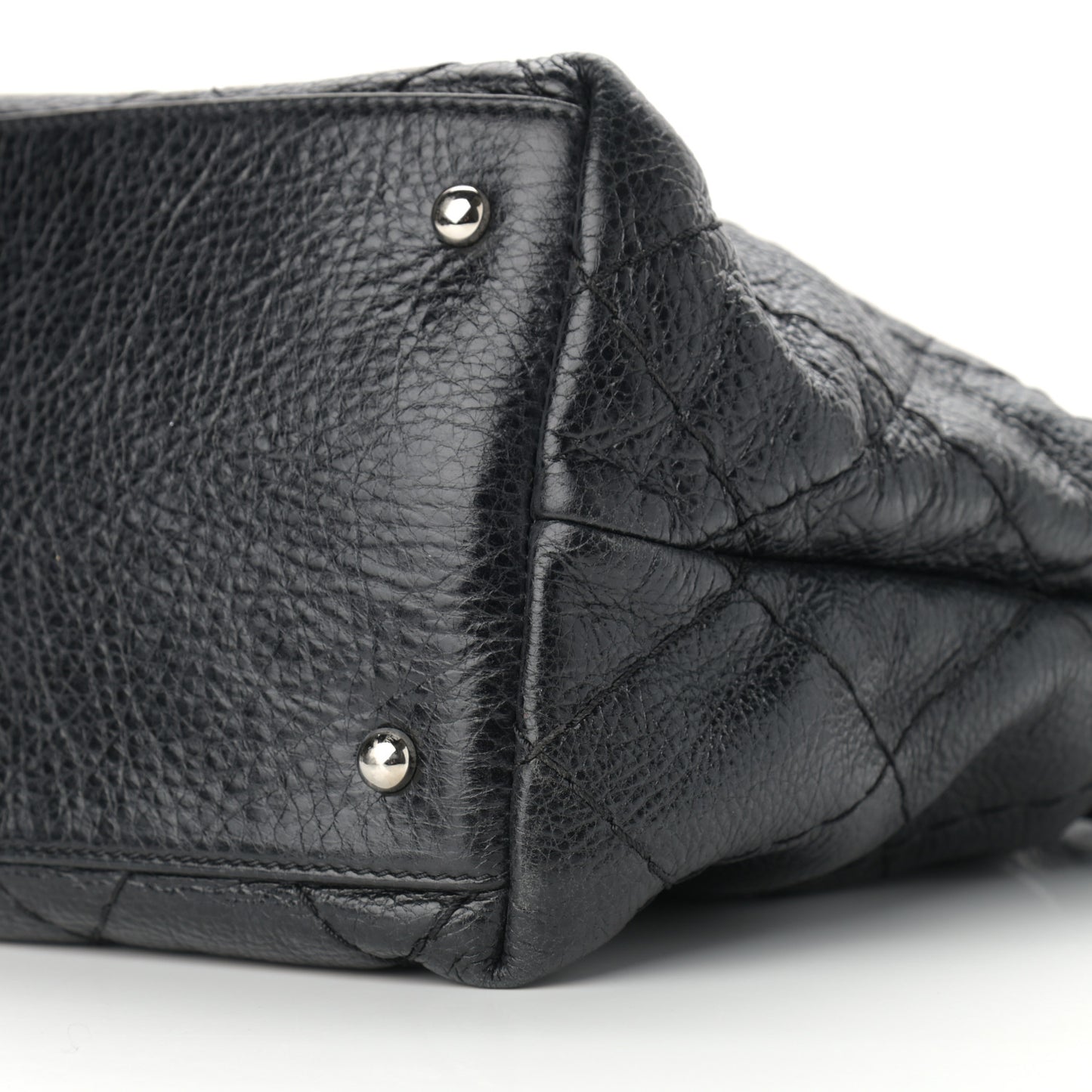 Glazed Calfskin Large On The Road Tote Black