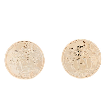 Hermes 18K Rose Gold TPM Ex-Libris Stud Earrings 1 of 5