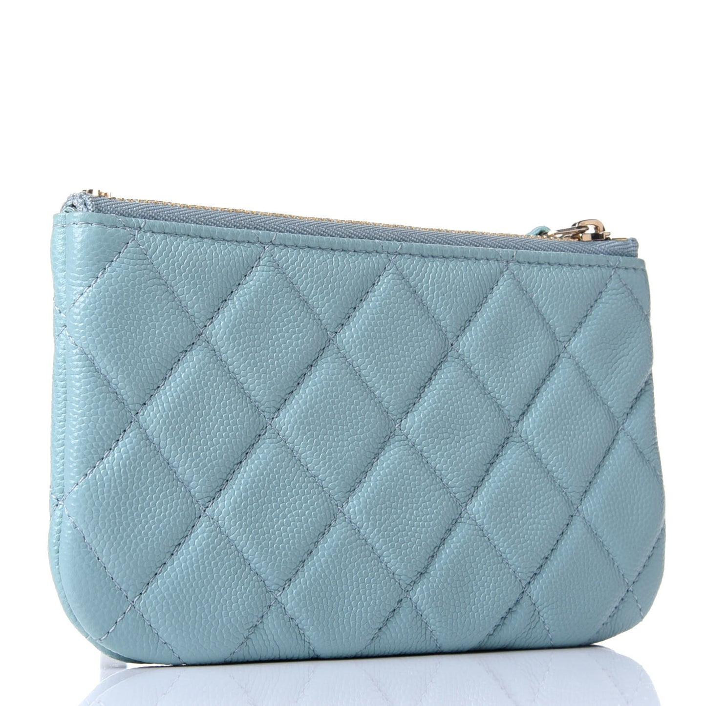 Caviar Quilted Small Cosmetic Case Light Blue