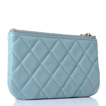 Chanel Caviar Quilted Small Cosmetic Case Light Blue 2 of 4
