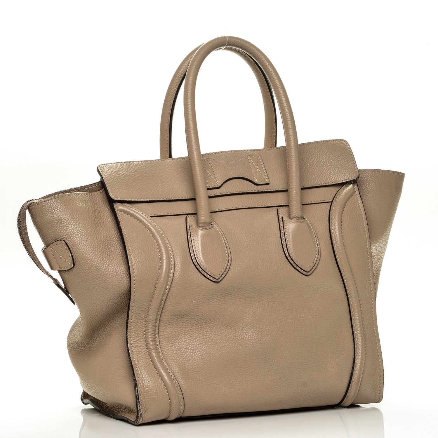 Celine Drummed Calfskin Mini Luggage Dune 3 of 11