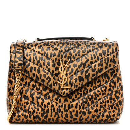 Saint Laurent Calfskin Y Quilted Monogram Small Loulou Chain Satchel Leopard 1 of 14