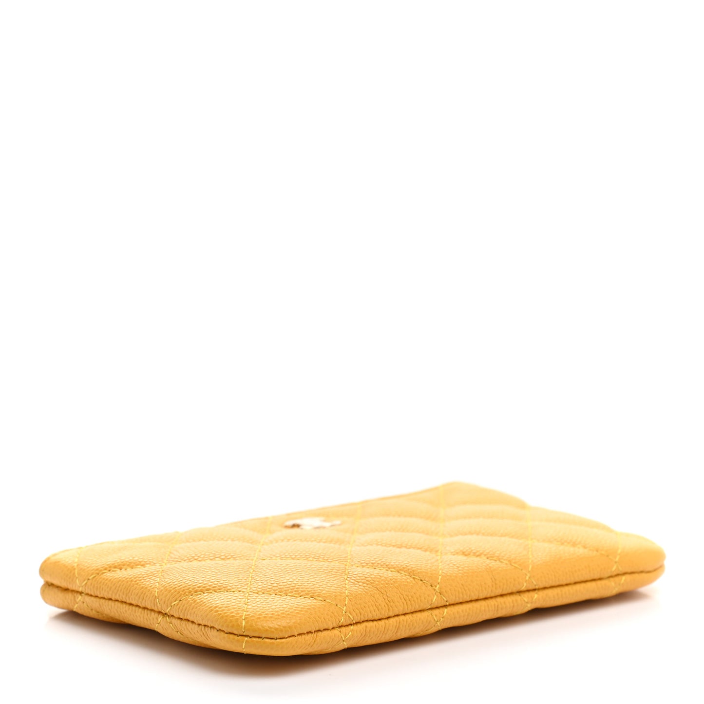 Caviar Quilted Small Cosmetic Case Yellow