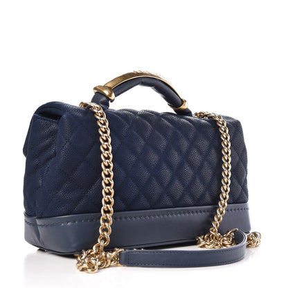 Chanel Iridescent Grained Calfskin Globe Trotter Medium Flap Navy Blue 3 of 8