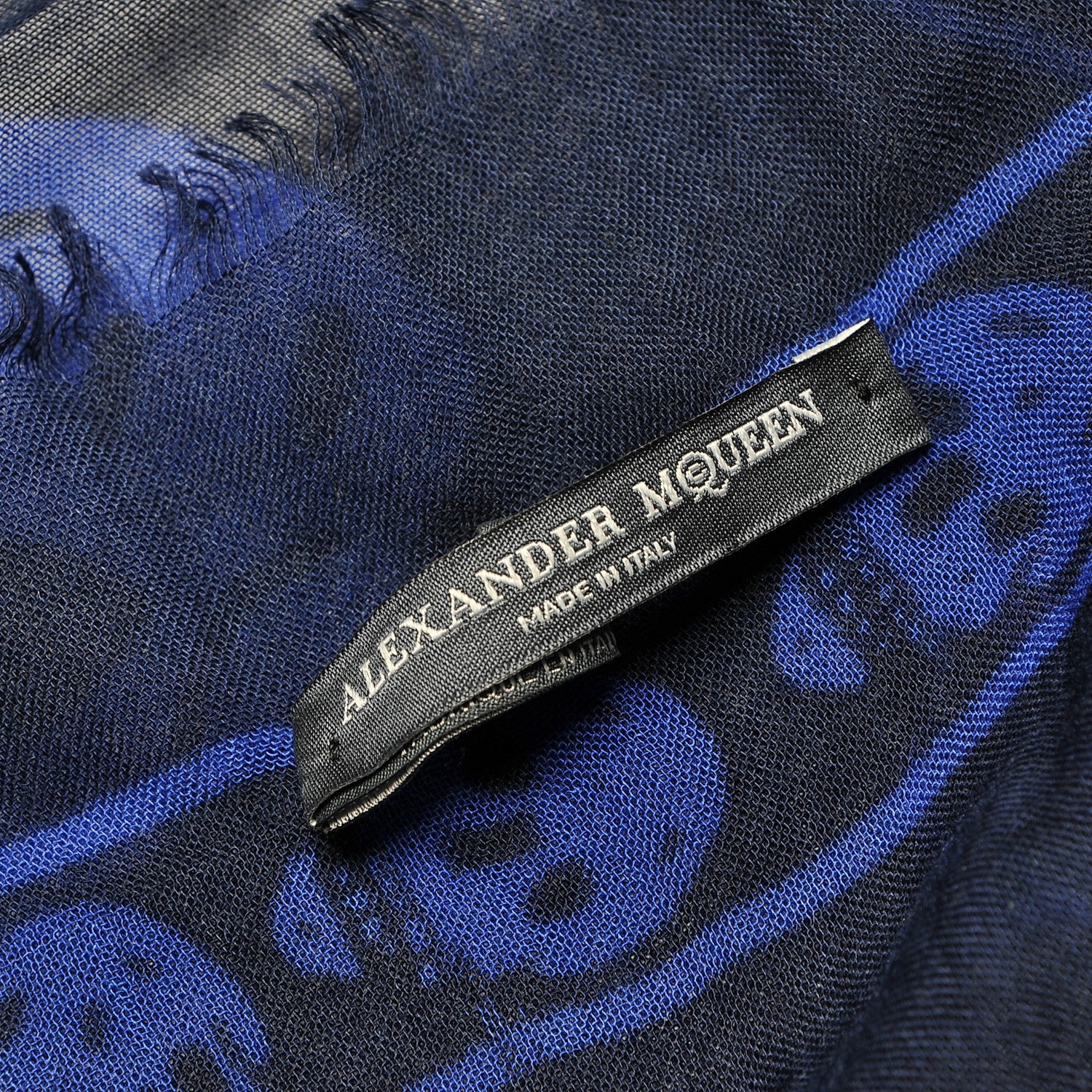 Alexander McQueen Modal Cashmere Skull Scarf Navy Royal Blue 6 of 6