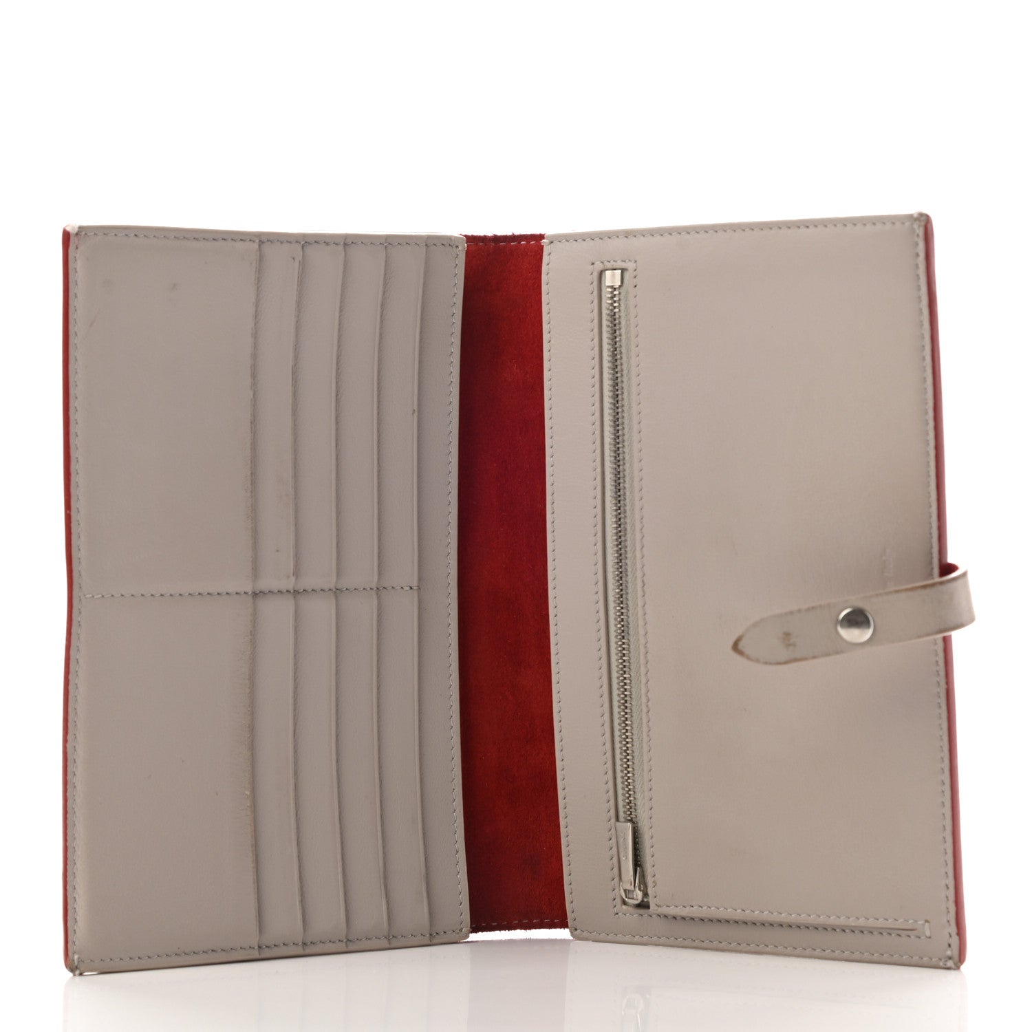 Celine Grained Calfskin Large Multifunction Strap Wallet Pop Red 5 of 10