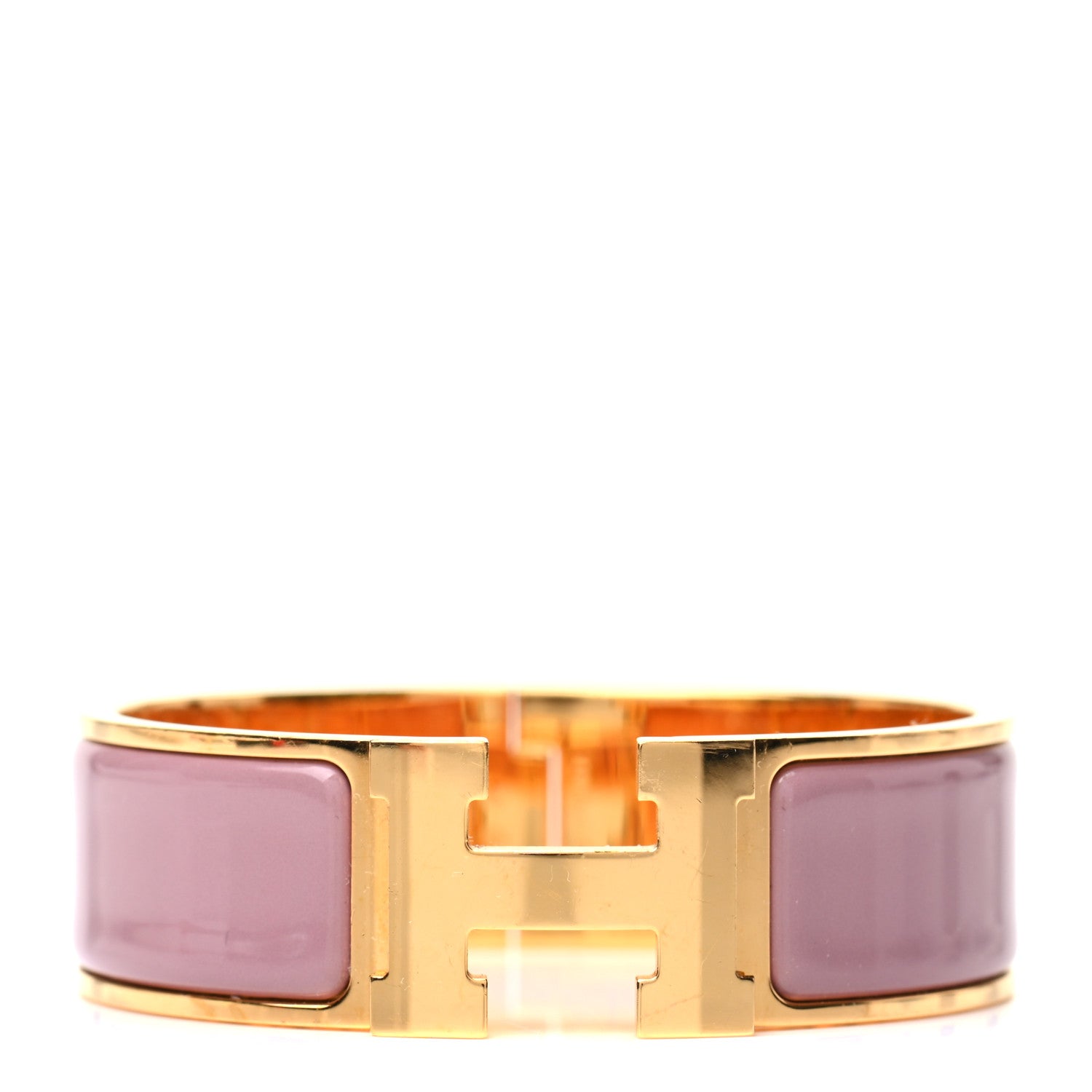 Hermes Enamel Wide Clic Clac H Bracelet GM Rose Velours 1 of 4