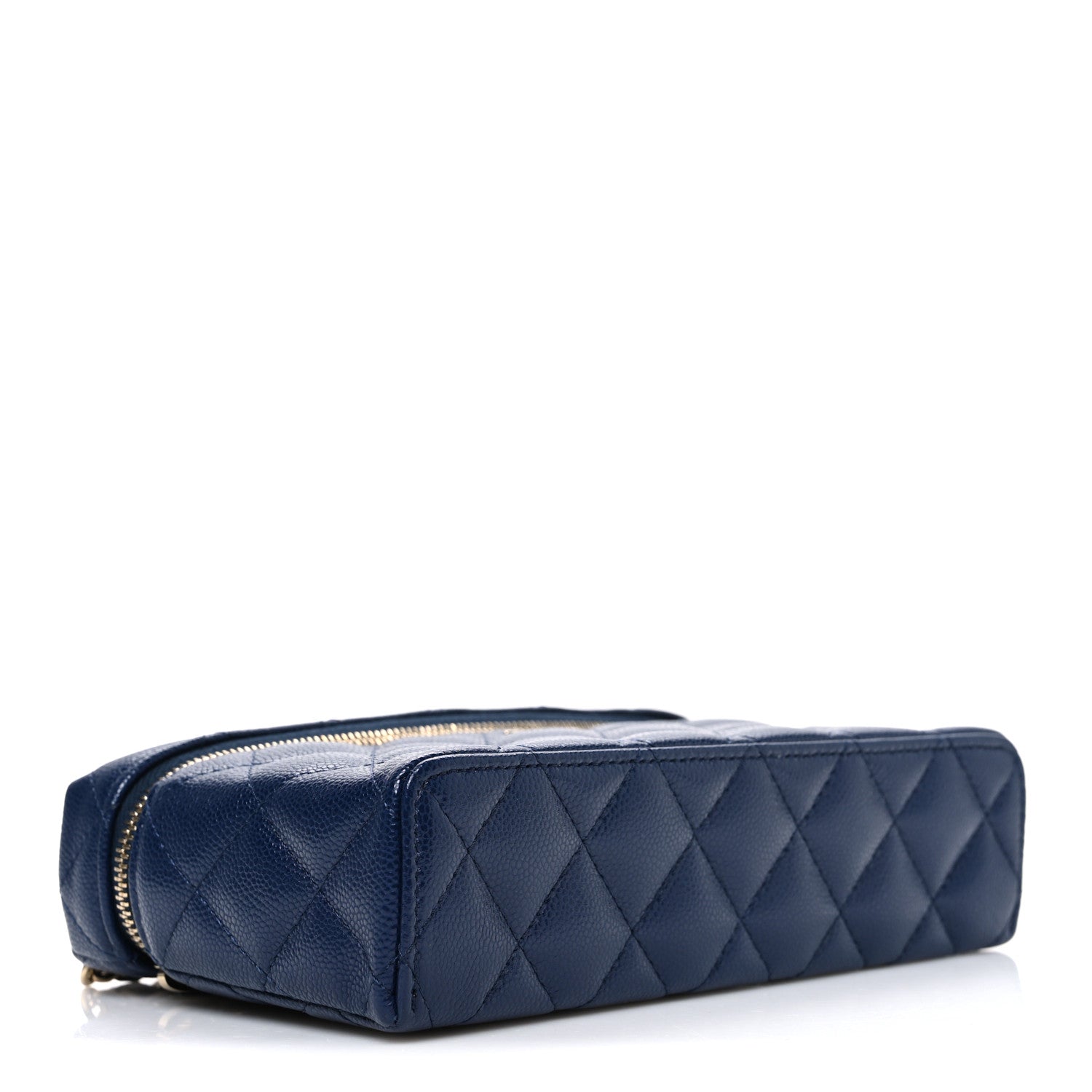 Chanel Caviar Quilted Top Handle Slim Vanity With Chain Navy 4 of 11