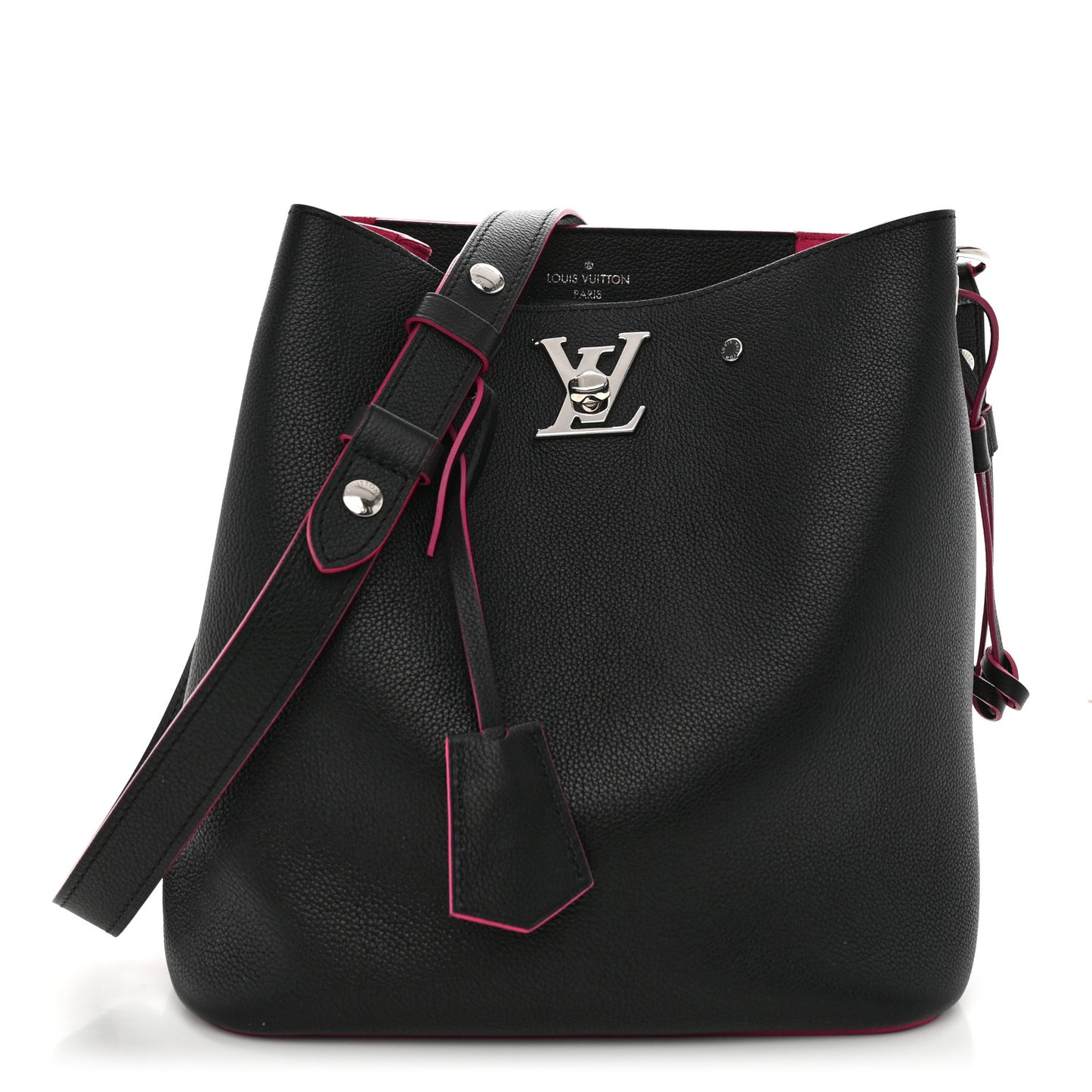 Calfskin Lockme Bucket Black