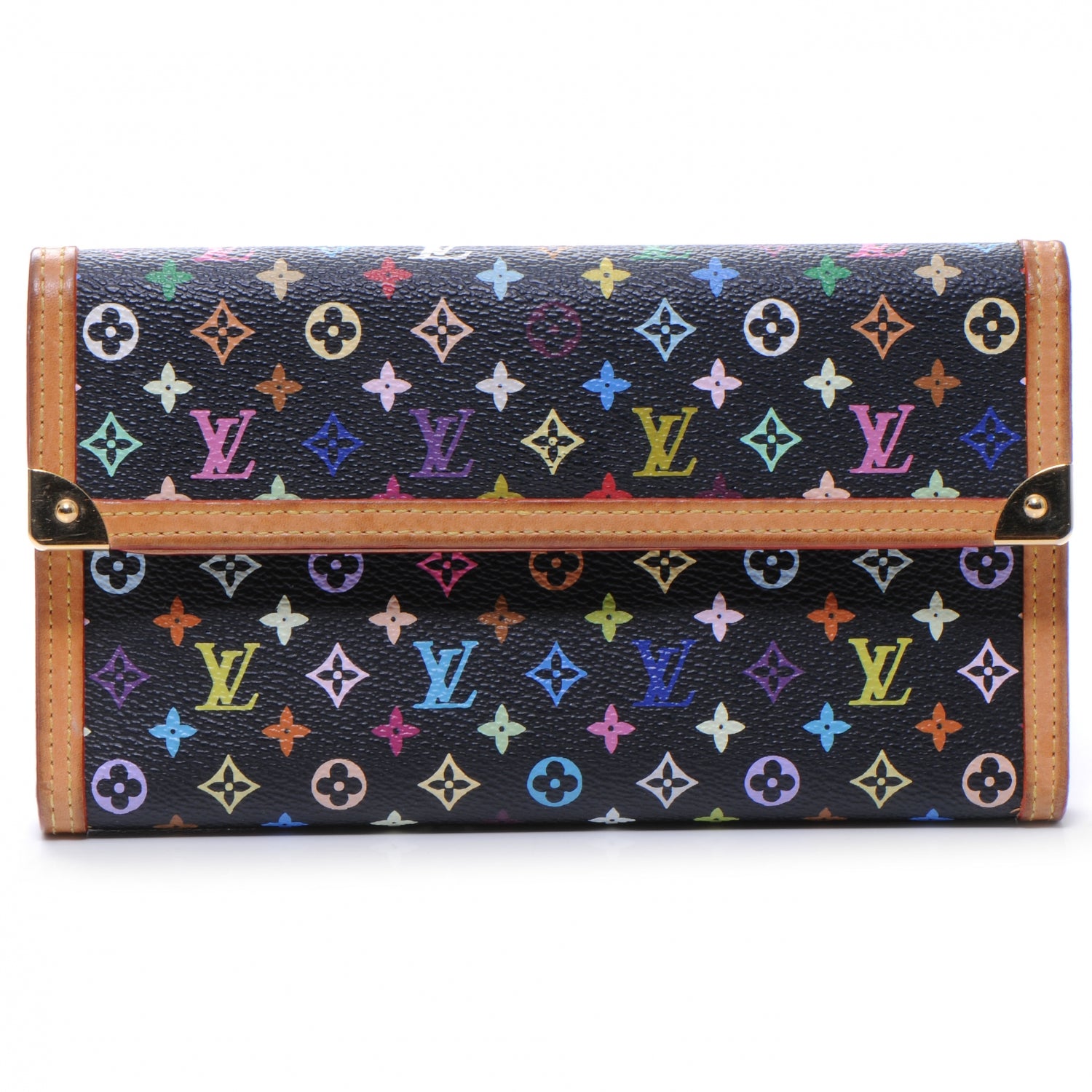 Louis Vuitton Monogram Multicolor Porte Tresor International Wallet Black 1 of 8