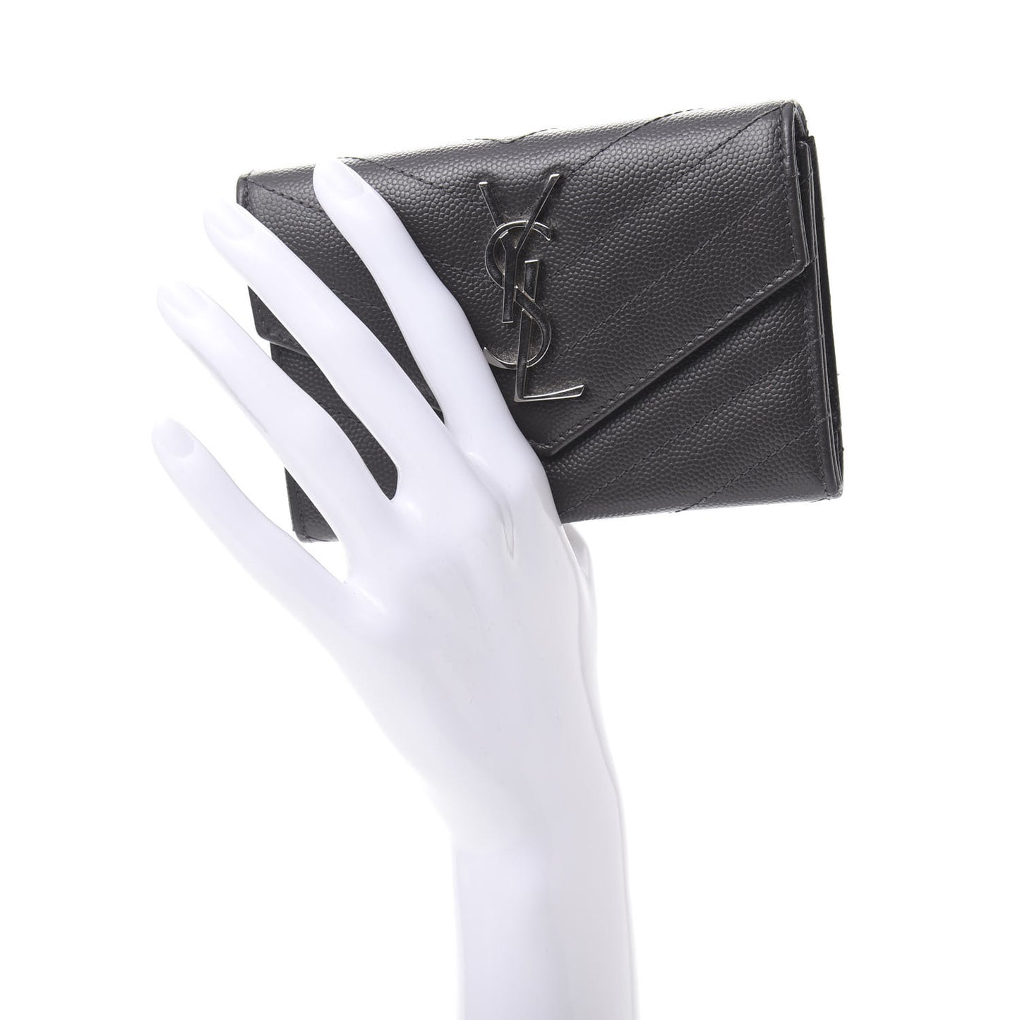 Grain De Poudre Matelasse Chevron Small Monogram Envelope Wallet Coal