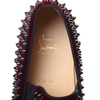 Christian Louboutin Mens Velvet Spikes Roller Boat Flats 40 Rouge Imperial Black 6 of 10