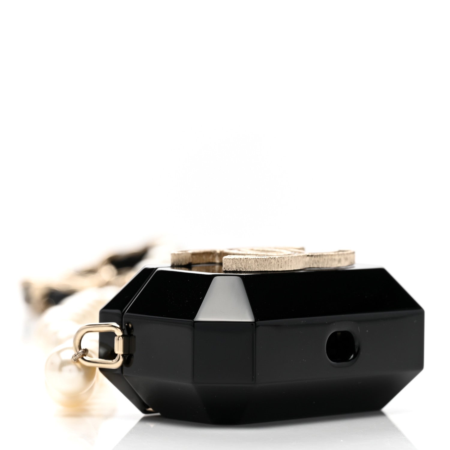 Chanel Resin Crystal Pearl Airpods Pro Holder Necklace Black Pearly White 4 of 7