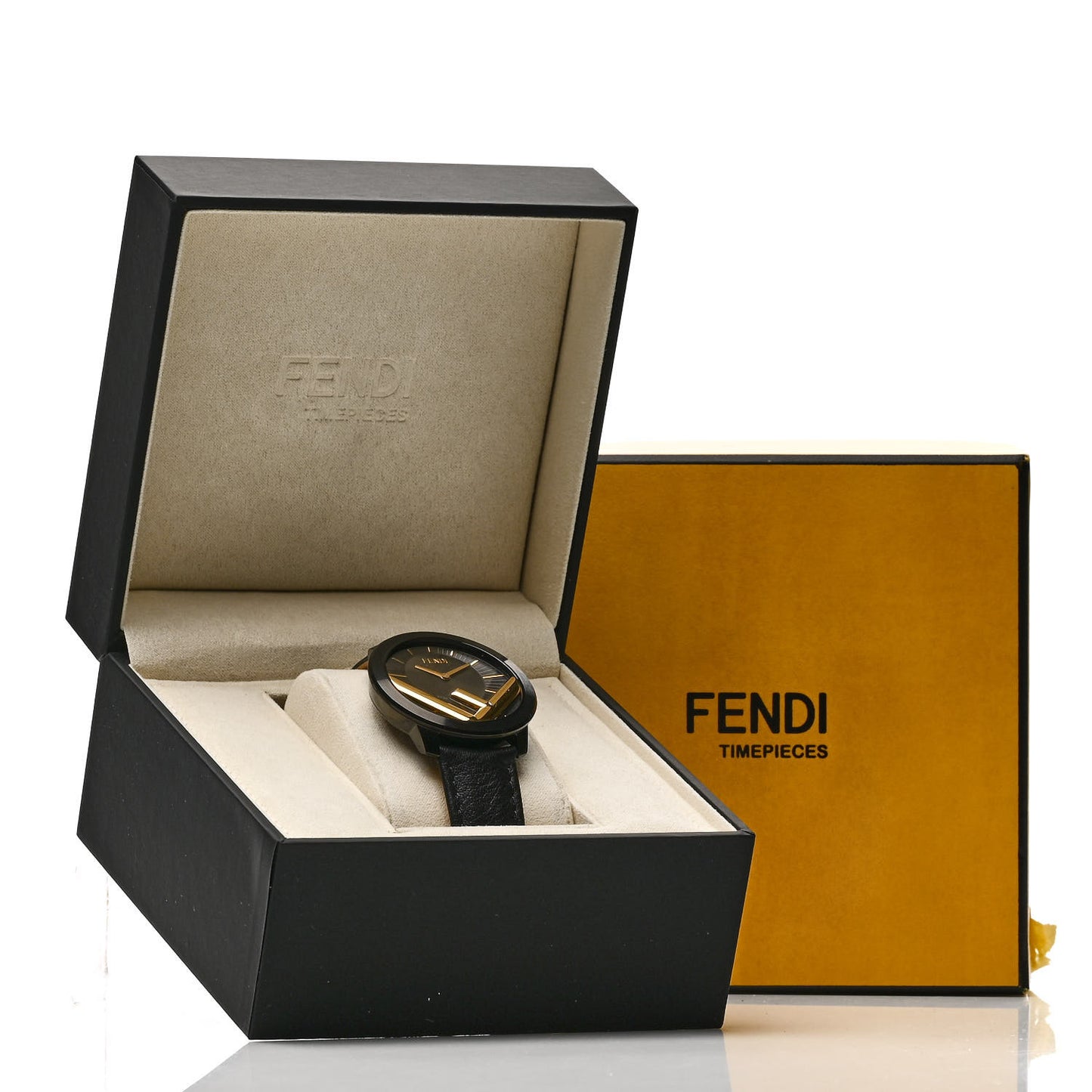 Stainless Steel Calfskin 40mm F is Fendi Run Away Quartz Watch Black