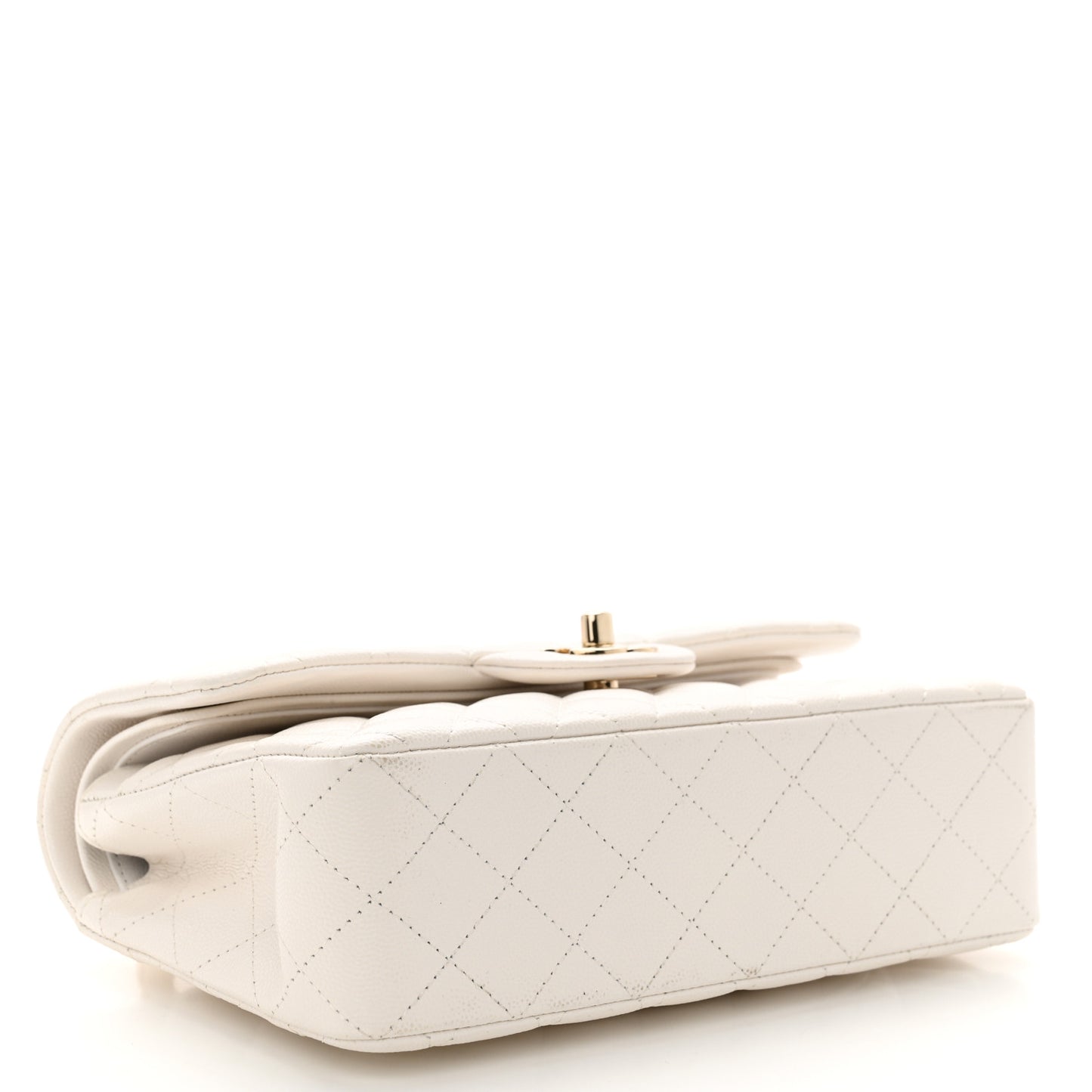 Caviar Quilted Small Double Flap White