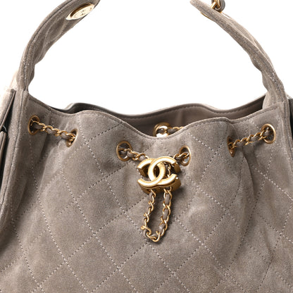 Chanel Suede Quilted Small Chanel 25 Handbag Dark Grey 8 of 10