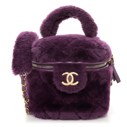 Chanel Shearling Lambskin Quilted Small Vanity Case Purple 1 of 12