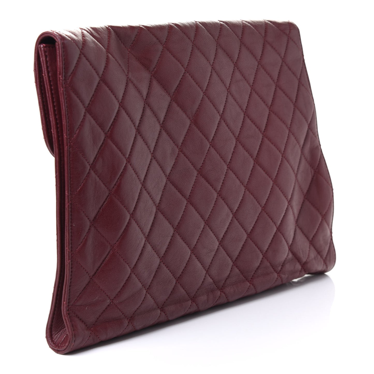 Lambskin Quilted CC Clutch Burgundy