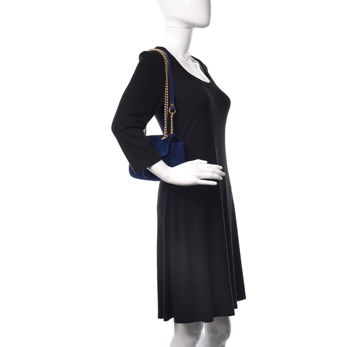 Velvet Matelasse Mini GG Marmont Shoulder Bag Cobalt Blue