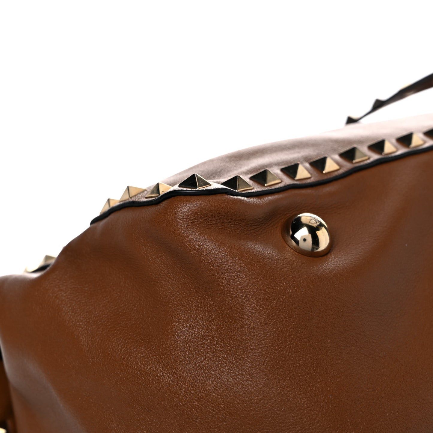 Vitello Medium Rockstud Tote Brown