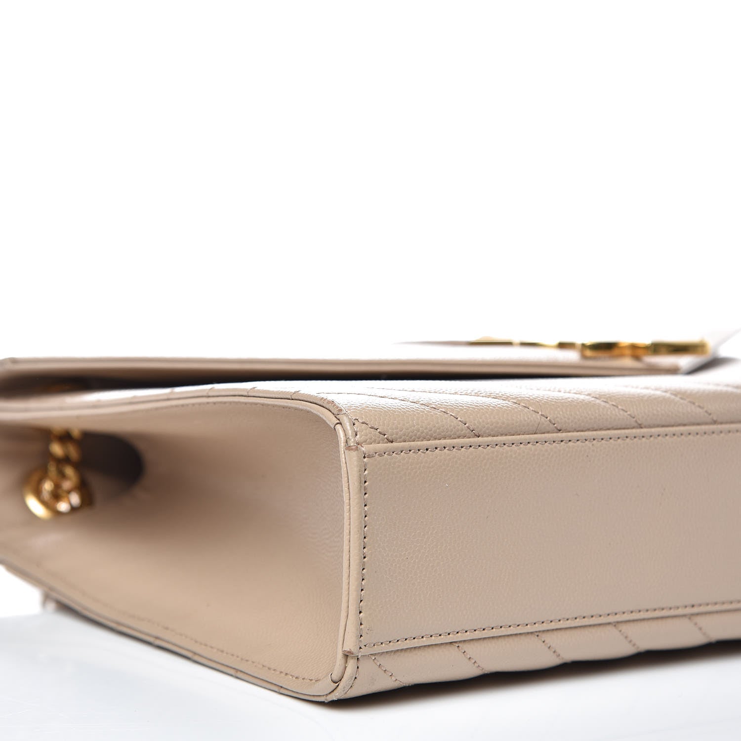 Saint Laurent Grain De Poudre Matelasse Chevron Large Monogram Satchel Dark Beige 11 of 14
