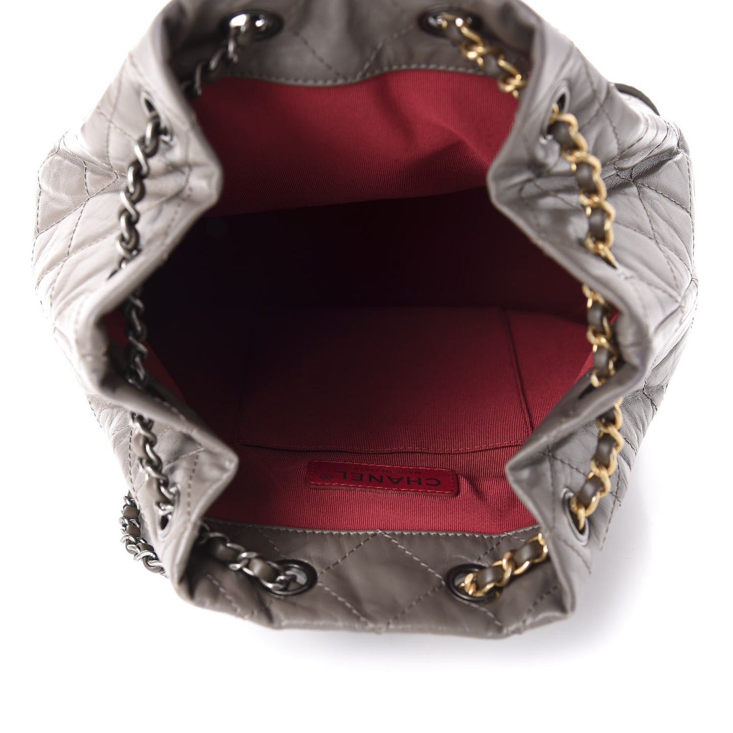 Aged Calfskin Quilted Small Gabrielle Backpack Grey