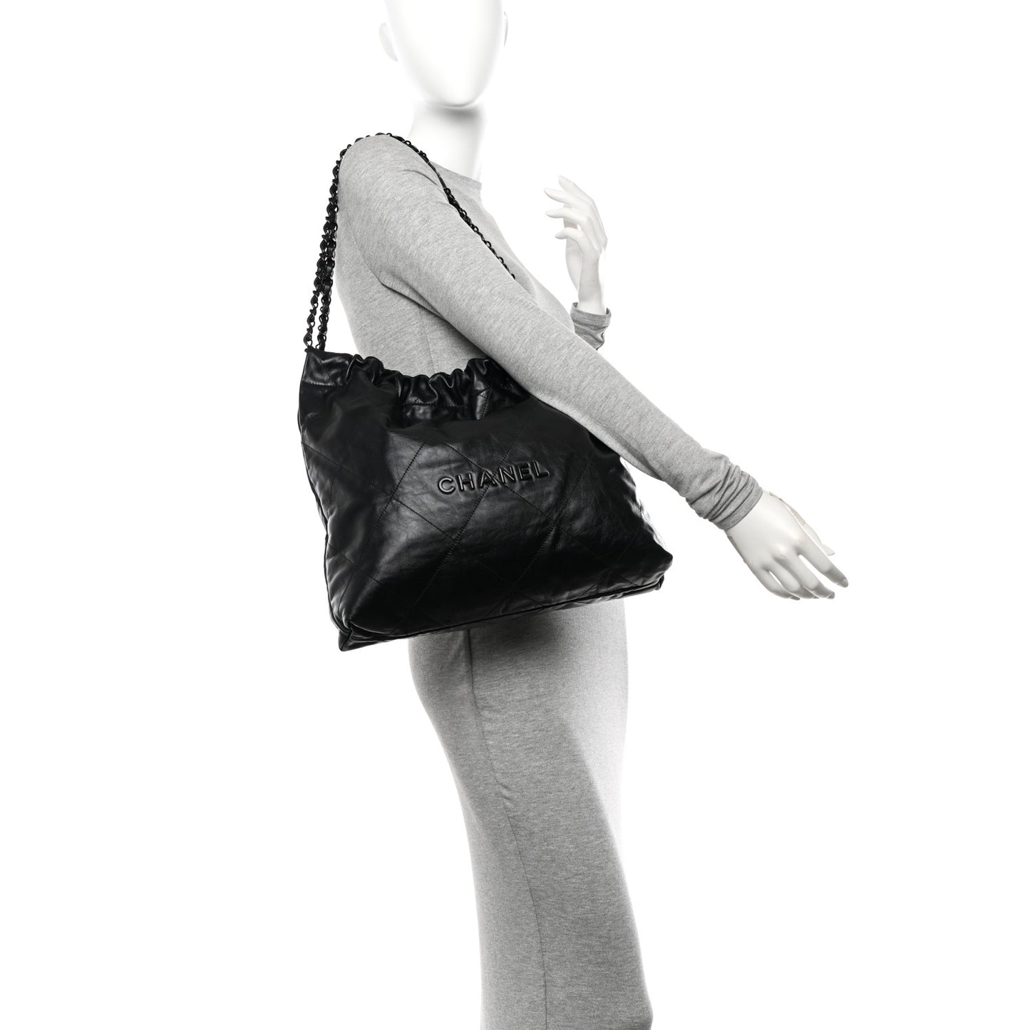 Shiny Calfskin Quilted Chanel 22 So Black