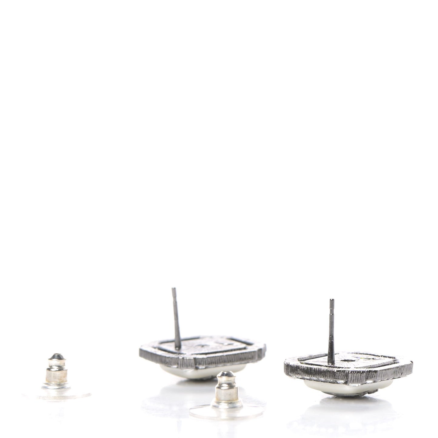 Pearl Crystal CC Earrings Silver