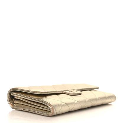 Chanel Metallic Lambskin Quilted Large Gusset Flap Wallet Gold 3 of 10